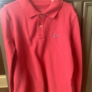 Long sleeve polo -jetty red